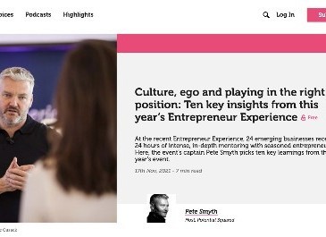 Culture, ego and playing in the right position: Ten key insights from this year’s Entrepreneur Experience